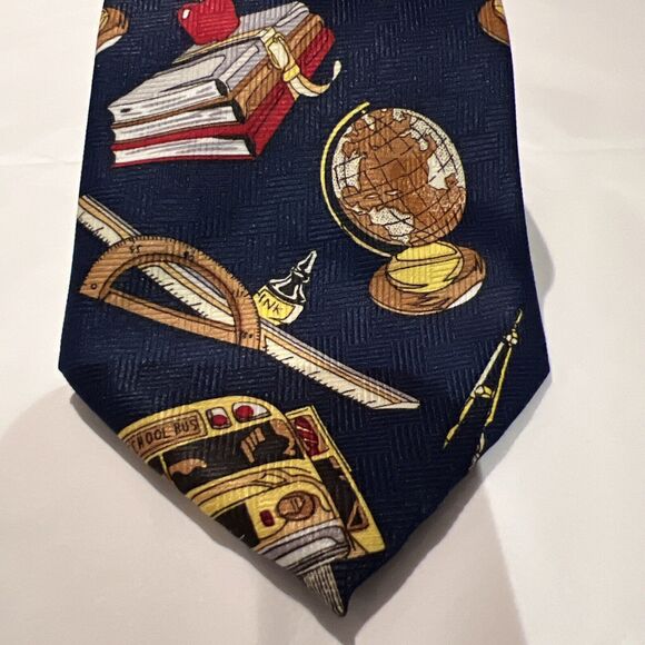 EMPIRE High Fashion School Teacher Tie Blue 58" X 3 3/4" Classroom Books Apple - Picture 12 of 16